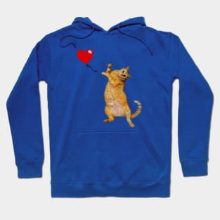 Cat releasing heart balloon Hoodie